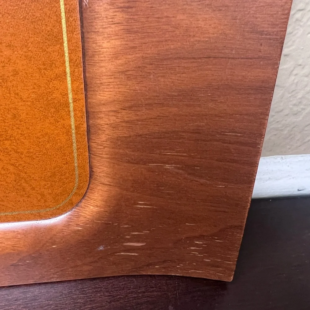 Vintage MCM Bentwood + Leather Tray with Gilt Motif (Toastmaster)